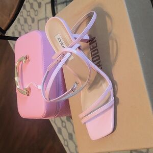 Steve Madden light pink heel sandal(strap around ankle).